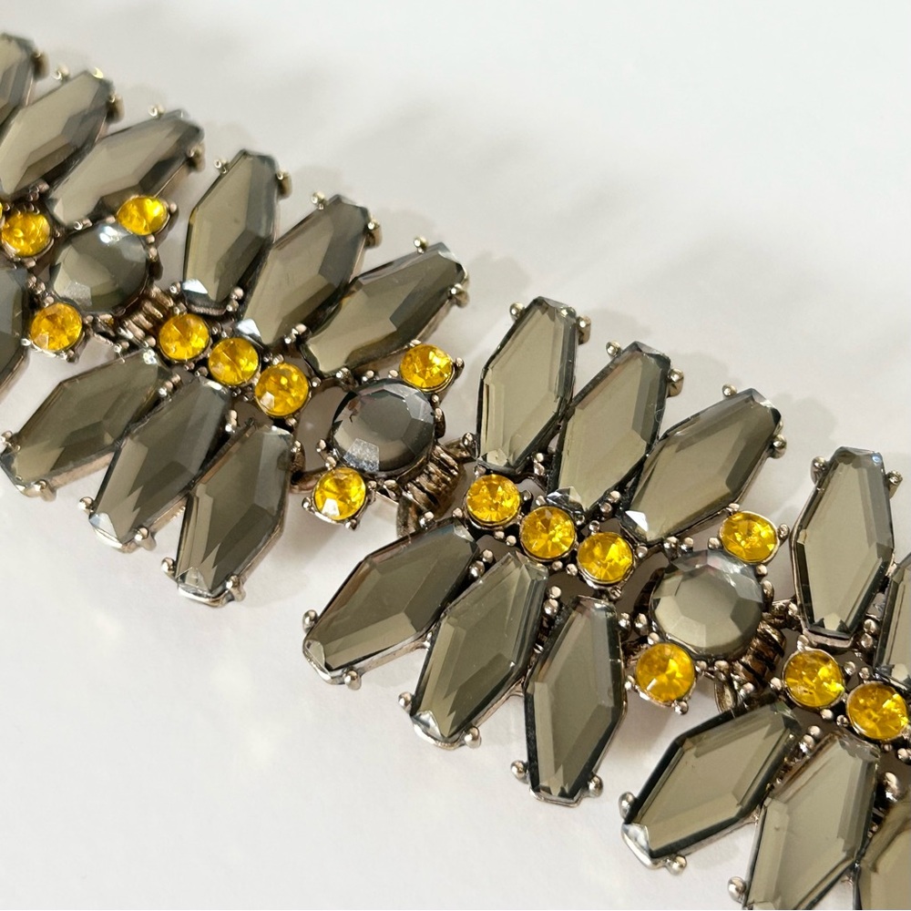 J.Crew Gray and Yellow Rhinestone Bracelet